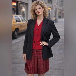 Vintage 1970's - 80's Plaid Skirt & Jacket Suit Unique Statement Pieces Size 10